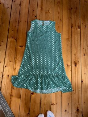 Solutions Women's Green Polka Dot Ruffle Hem Dress